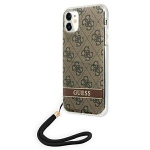 Guess GUOHCN61H4STW Apple iPhone 11 brown hardcase 4G Print Strap - Image 2
