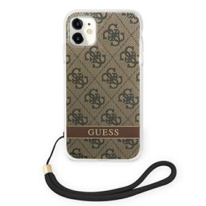 Guess GUOHCN61H4STW Apple iPhone 11 brown hardcase 4G Print Strap - Image 3