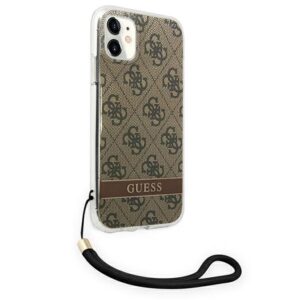 Guess GUOHCN61H4STW Apple iPhone 11 brown hardcase 4G Print Strap - Image 4