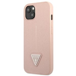 Guess GUHCP13SPSATLP Apple iPhone 13 mini 5,4" rožinės spalvos kietas dėklas SaffianoTriangle Logo - Image 2