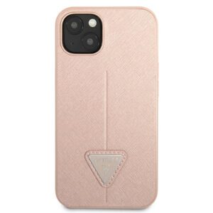 Guess GUHCP13SPSATLP Apple iPhone 13 mini 5,4" rožinės spalvos kietas dėklas SaffianoTriangle Logo - Image 3