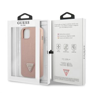 Guess GUHCP13SPSATLP Apple iPhone 13 mini 5,4" rožinės spalvos kietas dėklas SaffianoTriangle Logo - Image 8