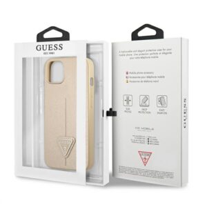 Guess GUHCP13SPSATLE Apple iPhone 13 mini 5,4" beige kietas dėklas SaffianoTriangle Logo - Image 8