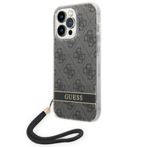 Guess GUOHCP14LH4STK Apple iPhone 14 Pro 6,1"juodos spalvos hardcase 4G Print Strap