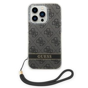Guess GUOHCP14LH4STK Apple iPhone 14 Pro 6,1"juodos spalvos hardcase 4G Print Strap - Image 2