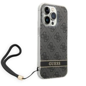 Guess GUOHCP14LH4STK Apple iPhone 14 Pro 6,1"juodos spalvos hardcase 4G Print Strap - Image 3