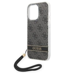 Guess GUOHCP14LH4STK Apple iPhone 14 Pro 6,1"juodos spalvos hardcase 4G Print Strap - Image 5