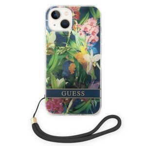 Guess GUOHCP14SHFLSB Apple iPhone 14 / 15 / 13 6.1" blue hardcase Flower Strap - Image 2