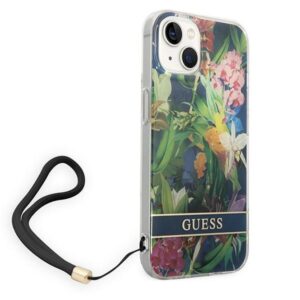 Guess GUOHCP14SHFLSB Apple iPhone 14 / 15 / 13 6.1" blue hardcase Flower Strap - Image 3