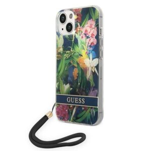 Guess GUOHCP14MHFLSB Apple iPhone 14 Plus / 15 Plus 6.7" blue hardcase Flower Strap