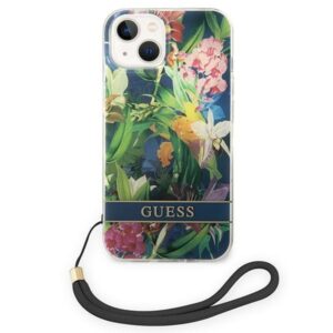 Guess GUOHCP14MHFLSB Apple iPhone 14 Plus / 15 Plus 6.7" blue hardcase Flower Strap - Image 2