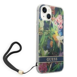 Guess GUOHCP14MHFLSB Apple iPhone 14 Plus / 15 Plus 6.7" blue hardcase Flower Strap - Image 3