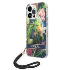 Guess GUOHCP14LHFLSB Apple iPhone 14 Pro 6,1" blue hardcase Flower Strap