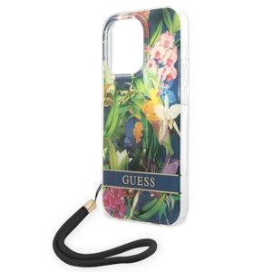 Guess GUOHCP14LHFLSB Apple iPhone 14 Pro 6,1" blue hardcase Flower Strap - Image 5