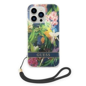 Guess GUOHCP14XHFLSB Apple iPhone 14 Pro Max 6,7" blue hardcase Flower Strap - Image 2