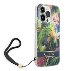 Guess GUOHCP14XHFLSB Apple iPhone 14 Pro Max 6,7" blue hardcase Flower Strap - Image 3