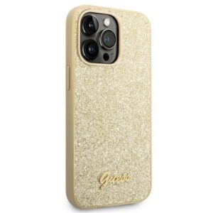 Guess GUHCP14LHGGSHD Apple iPhone 14 Pro 6,1" gold kietas dėklas Glitter Script - Image 4