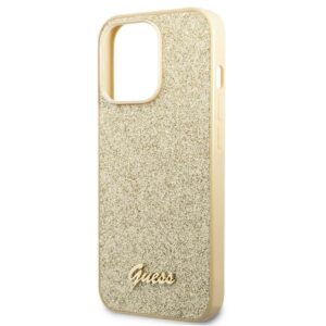 Guess GUHCP14LHGGSHD Apple iPhone 14 Pro 6,1" gold kietas dėklas Glitter Script - Image 6