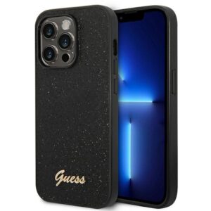 Guess GUHCP14LHGGSHK Apple iPhone 14 Pro 6,1" juodos spalvos kietas dėklas Glitter Script