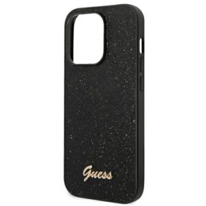 Guess GUHCP14LHGGSHK Apple iPhone 14 Pro 6,1" juodos spalvos kietas dėklas Glitter Script - Image 6