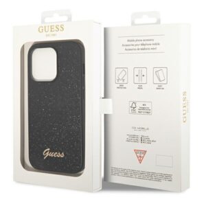 Guess GUHCP14LHGGSHK Apple iPhone 14 Pro 6,1" juodos spalvos kietas dėklas Glitter Script - Image 8