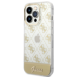 Guess GUHCP14LHG4MHG Apple iPhone 14 Pro 6,1" gold kietas dėklas 4G Pattern Script - Image 2