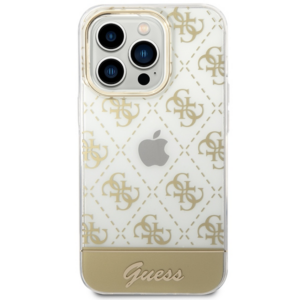 Guess GUHCP14LHG4MHG Apple iPhone 14 Pro 6,1" gold kietas dėklas 4G Pattern Script - Image 3
