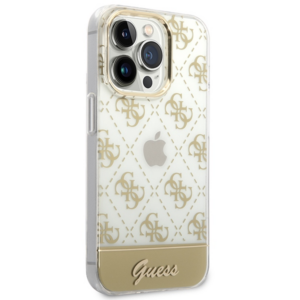 Guess GUHCP14LHG4MHG Apple iPhone 14 Pro 6,1" gold kietas dėklas 4G Pattern Script - Image 4