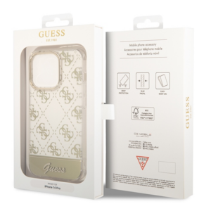 Guess GUHCP14LHG4MHG Apple iPhone 14 Pro 6,1" gold kietas dėklas 4G Pattern Script - Image 8