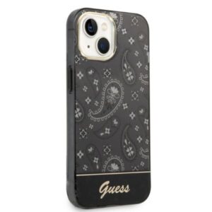 Guess GUHCP14MHGBNHK Apple iPhone 14 Plus / 15 Plus 6.7" juodos spalvos kietas dėklas Bandana Paisley - Image 4