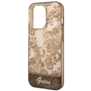 Guess GUHCP14LHGPLHC Apple iPhone 14 Pro 6,1" ochre kietas dėklas Porcelain Collection - Image 6