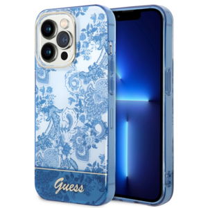 Guess GUHCP14XHGPLHB Apple iPhone 14 Pro Max 6,7" blue kietas dėklas Porcelain Collection - Image 1