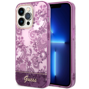Guess GUHCP14XHGPLHF Apple iPhone 14 Pro Max 6,7" fuschia kietas dėklas Porcelain Collection - Image 1