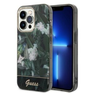Guess GUHCP14XHGJGHA Apple iPhone 14 Pro Max 6,7" green kietas dėklas Jungle Collection