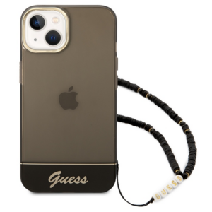 Guess GUHCP14SHGCOHK Apple iPhone 14 / 15 / 13 6.1" juodos spalvos hardcase Translucent Pearl Strap - Image 2