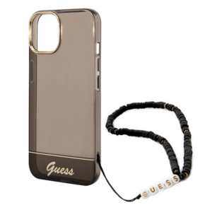 Guess GUHCP14SHGCOHK Apple iPhone 14 / 15 / 13 6.1" juodos spalvos hardcase Translucent Pearl Strap - Image 5