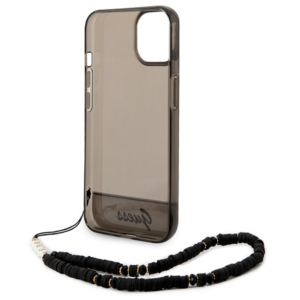 Guess GUHCP14SHGCOHK Apple iPhone 14 / 15 / 13 6.1" juodos spalvos hardcase Translucent Pearl Strap - Image 6