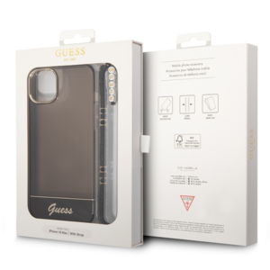 Guess GUHCP14SHGCOHK Apple iPhone 14 / 15 / 13 6.1" juodos spalvos hardcase Translucent Pearl Strap - Image 7