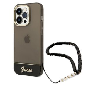 Guess GUHCP14LHGCOHK Apple iPhone 14 Pro 6,1" juodos spalvos hardcase Translucent Pearl Strap