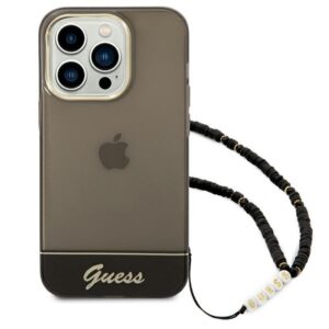 Guess GUHCP14LHGCOHK Apple iPhone 14 Pro 6,1" juodos spalvos hardcase Translucent Pearl Strap - Image 2