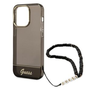 Guess GUHCP14LHGCOHK Apple iPhone 14 Pro 6,1" juodos spalvos hardcase Translucent Pearl Strap - Image 5