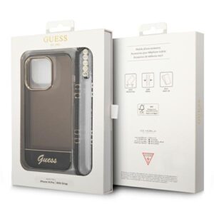 Guess GUHCP14LHGCOHK Apple iPhone 14 Pro 6,1" juodos spalvos hardcase Translucent Pearl Strap - Image 7