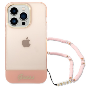 Guess GUHCP14LHGCOHP Apple iPhone 14 Pro 6,1" rožinės spalvos hardcase Translucent Pearl Strap - Image 2