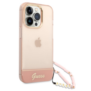 Guess GUHCP14LHGCOHP Apple iPhone 14 Pro 6,1" rožinės spalvos hardcase Translucent Pearl Strap - Image 3
