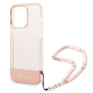 Guess GUHCP14LHGCOHP Apple iPhone 14 Pro 6,1" rožinės spalvos hardcase Translucent Pearl Strap - Image 5