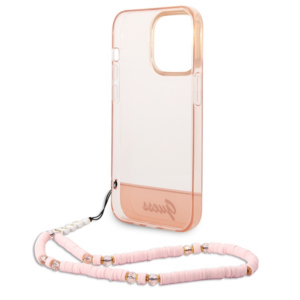 Guess GUHCP14XHGCOHP Apple iPhone 14 Pro Max 6,7" rožinės spalvos hardcase Translucent Pearl Strap - Image 6