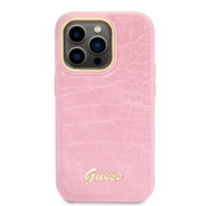 Guess GUHCP14LHGCRHP Apple iPhone 14 Pro 6,1" rožinės spalvos kietas dėklas Croco Collection - Image 3