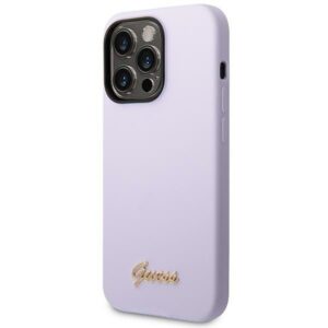 Guess GUHCP14LSLSMU Apple iPhone 14 Pro 6,1" violetinės spalvos kietas dėklas Silicone Vintage Gold Logo - Image 2