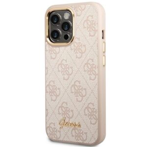 Guess GUHCP14LHG4SHP Apple iPhone 14 Pro 6,1" rožinės spalvos kietas dėklas 4G Vintage Gold Logo - Image 2