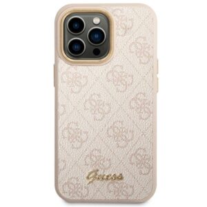 Guess GUHCP14LHG4SHP Apple iPhone 14 Pro 6,1" rožinės spalvos kietas dėklas 4G Vintage Gold Logo - Image 3